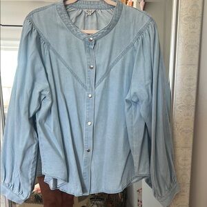 Rails Blue Puff Sleeve Button Down Shirt